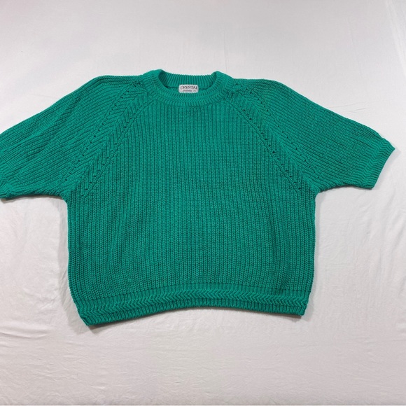 Crystal Knit Turtleneck Short-sleeved Sweater Teal  Cozy Thick Oversized… - Picture 8 of 8